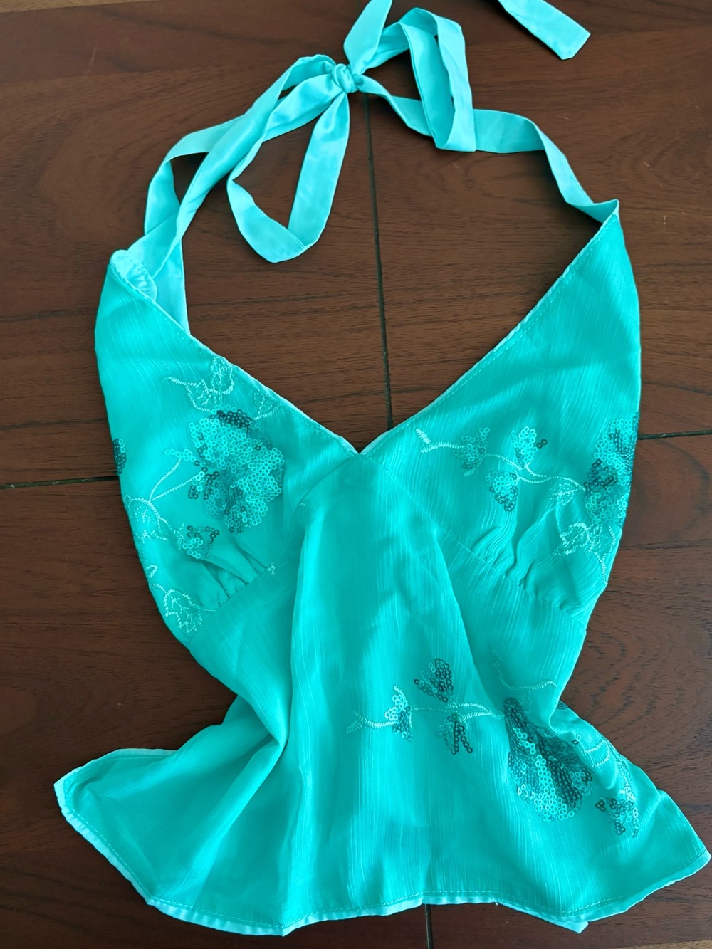 Turquoise Beaded Top